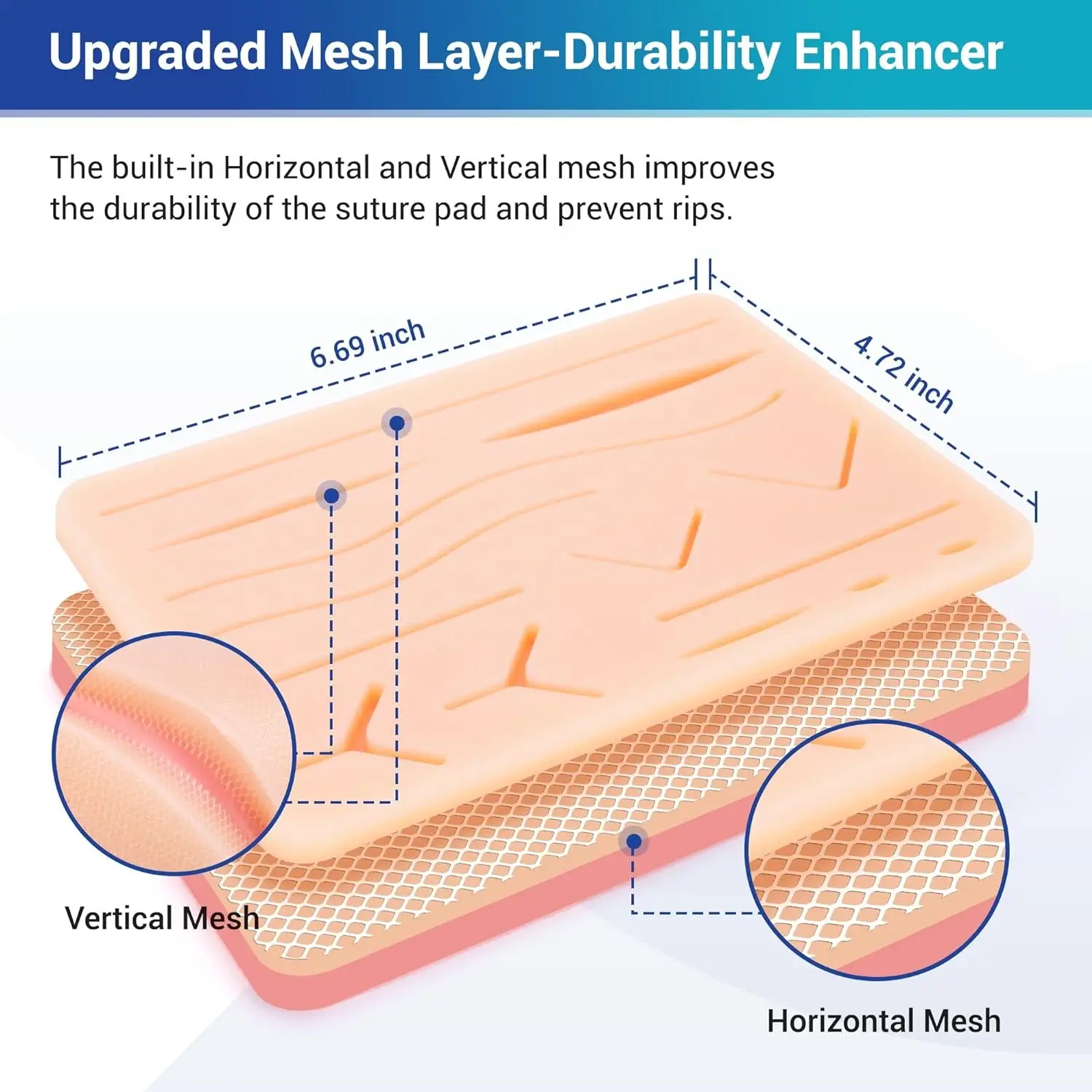 Durable Mesh Layers on suture pad